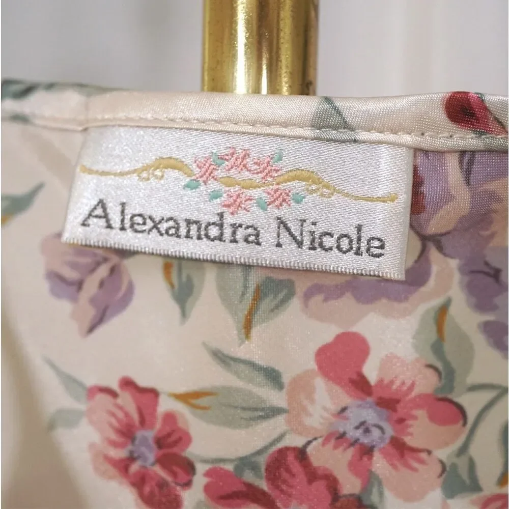 Vintage 90s Alexandra Nicole Floral Satin Nightie - Picture 6 of 6